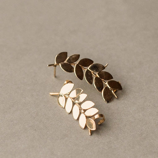 Ear cuff hojas Plata 950 y baño en oro