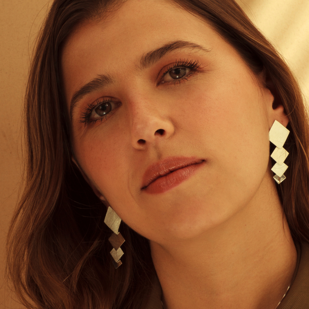 Aretes plata 950 rombos