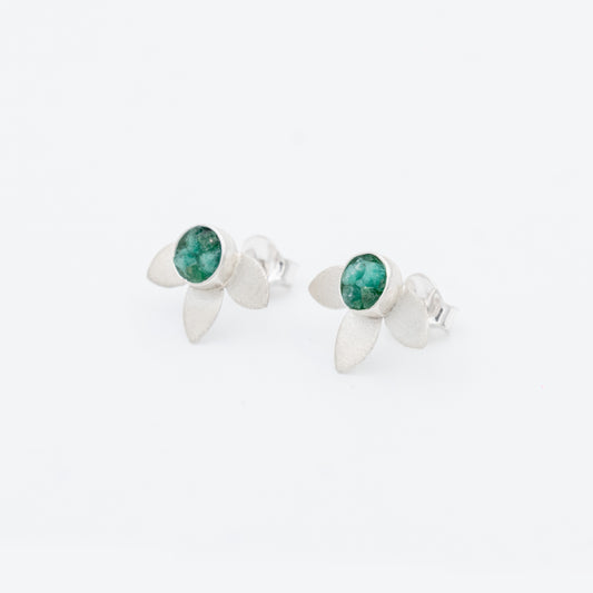 3 Petalos Plata 950 y Esmeralda