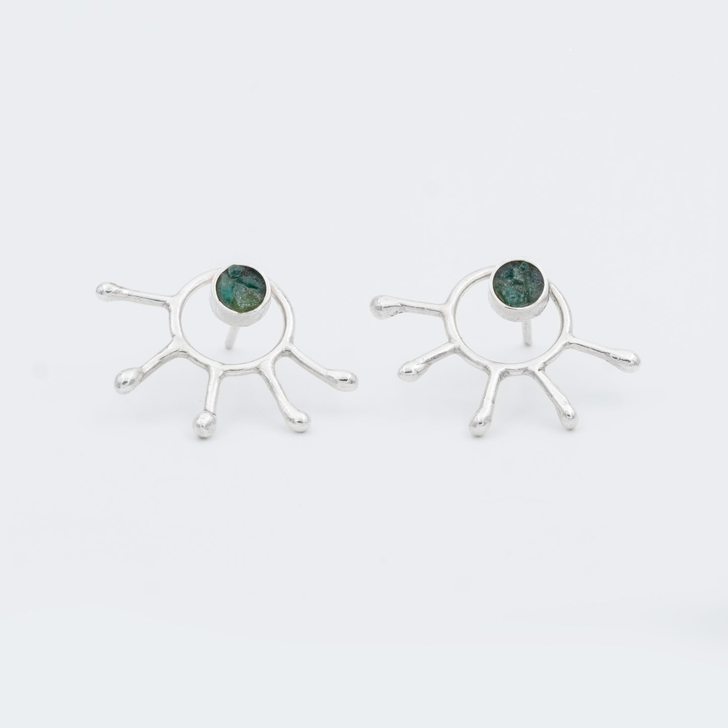 Arete 5 fosforos Plata 950 y Esmeraldas