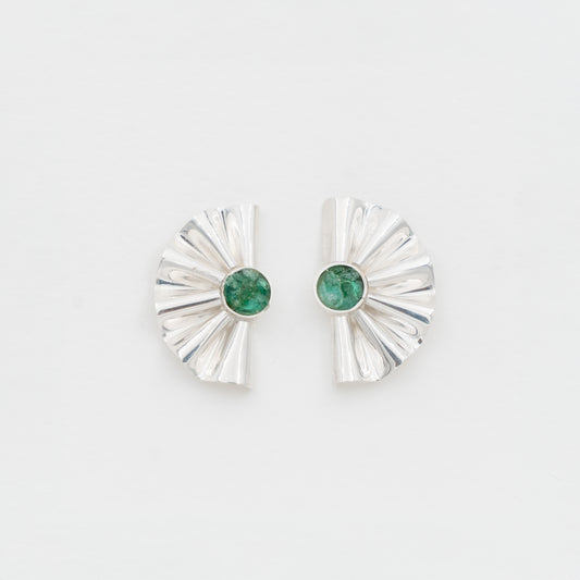 Arete en Plata Abanico Esmeralda