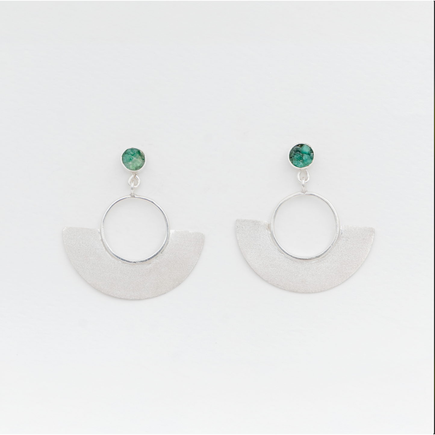 Aretes Pre Colombinos Plata 950 y Esmeralda