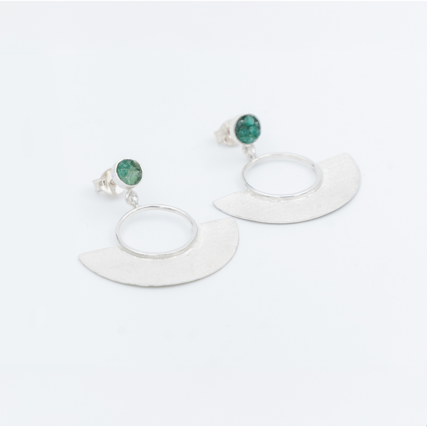 Aretes Pre Colombinos Plata 950 y Esmeralda