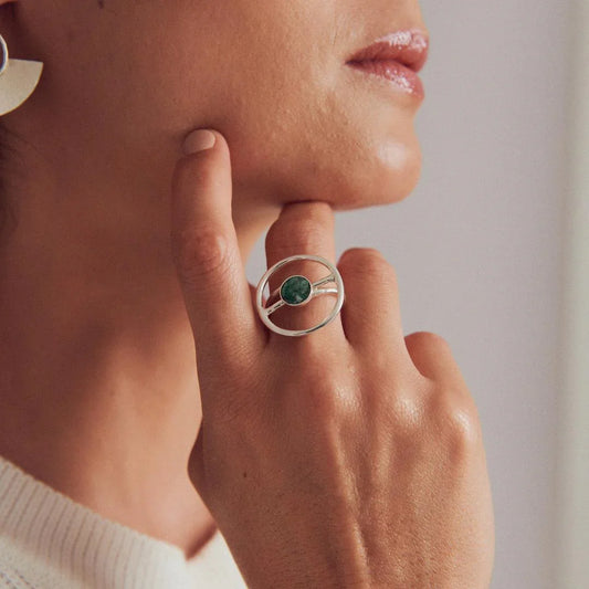 Anillo de plata y Esmeralda Poquebola 