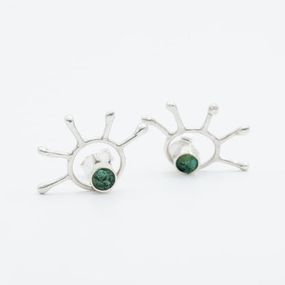 Arete 5 fosforos Plata 950 y Esmeraldas