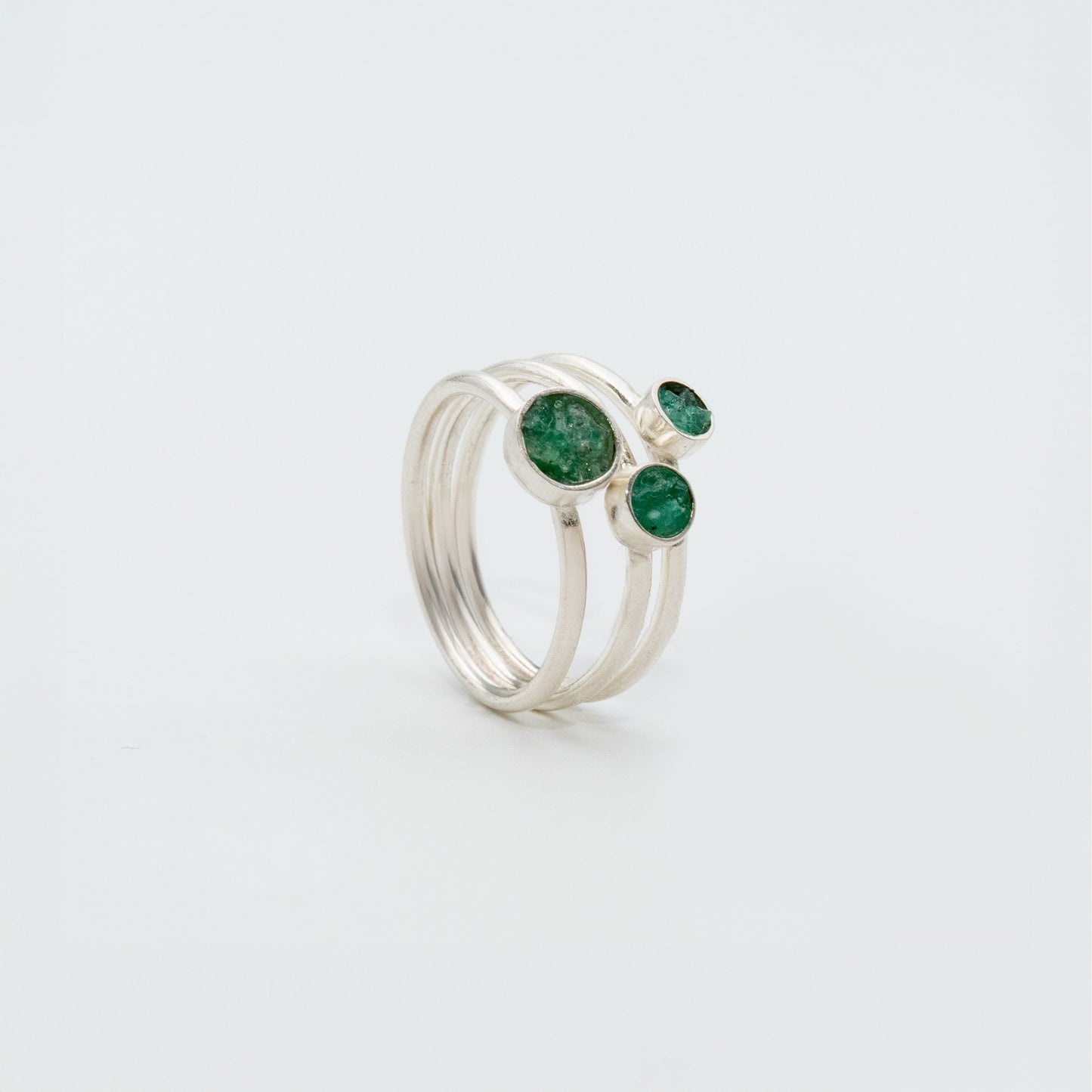 Anillo Plata 950 y Esmeralda x3