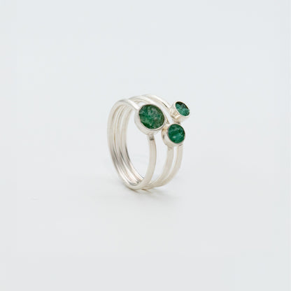 Anillo Plata 950 y Esmeralda x3