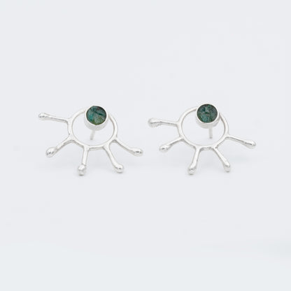 Arete 5 fosforos Plata 950 y Esmeraldas
