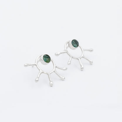 Arete 5 fosforos Plata 950 y Esmeraldas