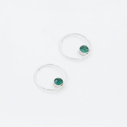Arete caja hilo Esmeralda y Plata 950