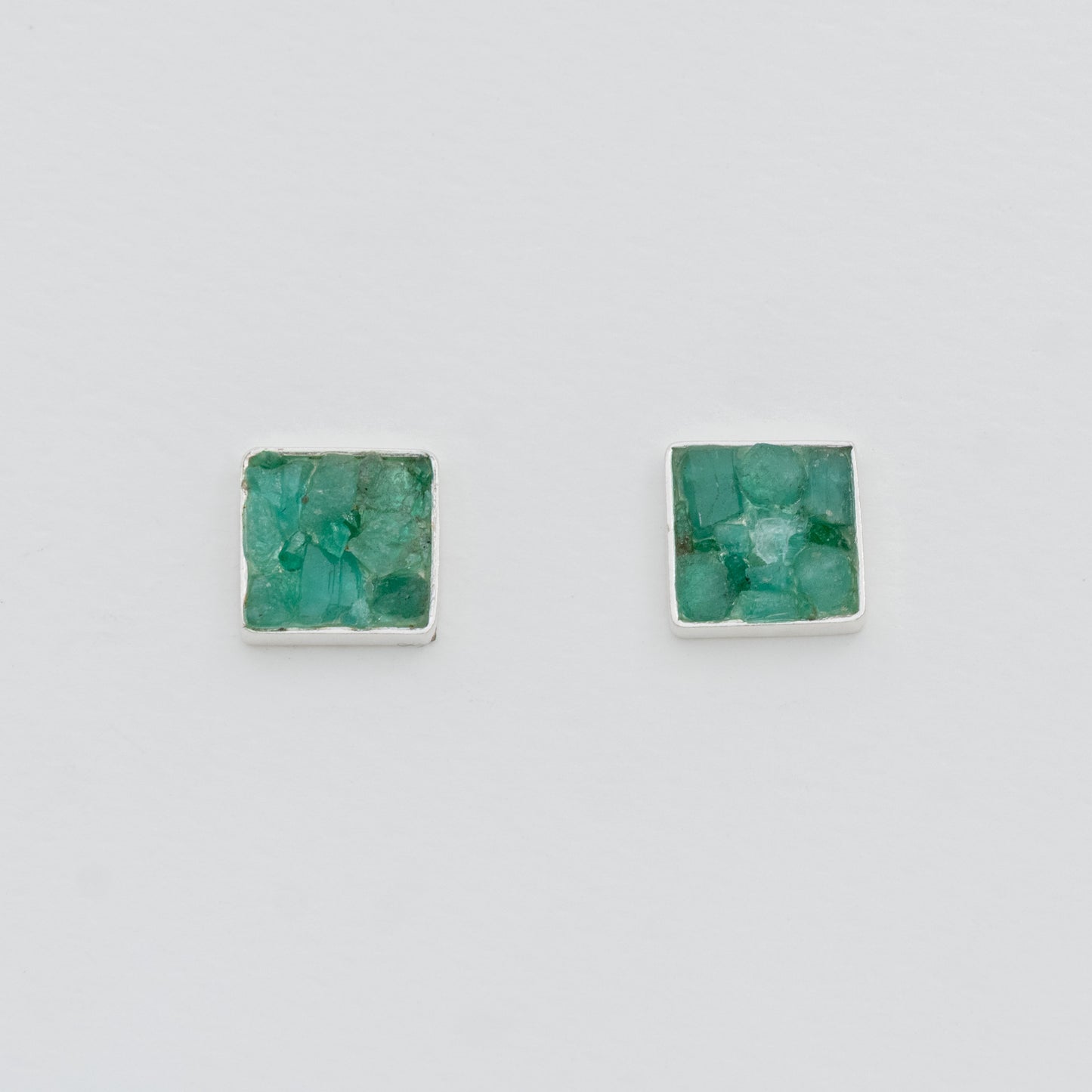 Arete en Plata 950 Esmeralda cuadrado L