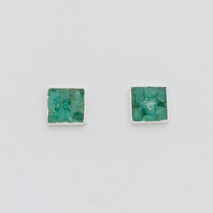 Arete en Plata 950 Esmeralda cuadrado L