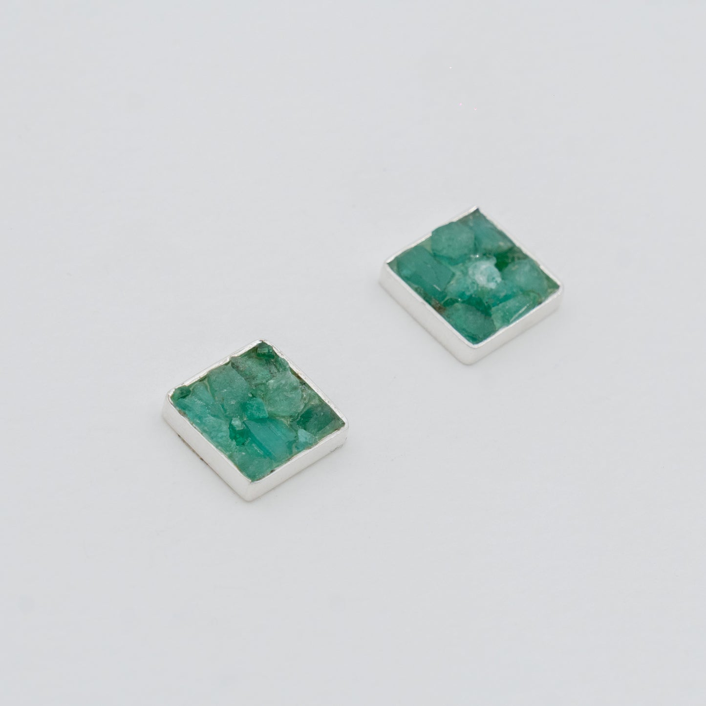 Arete en Plata 950 Esmeralda cuadrado L
