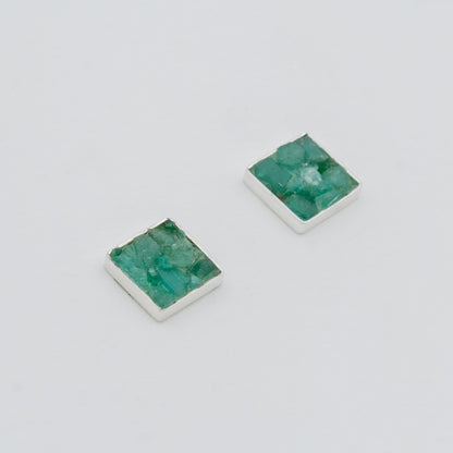 Arete en Plata 950 Esmeralda cuadrado L
